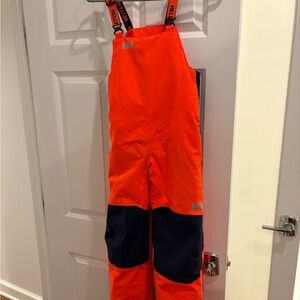 Helly Hansen Bright Orange and navy insulated snow bib